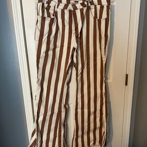 Brown and White Striped Pants